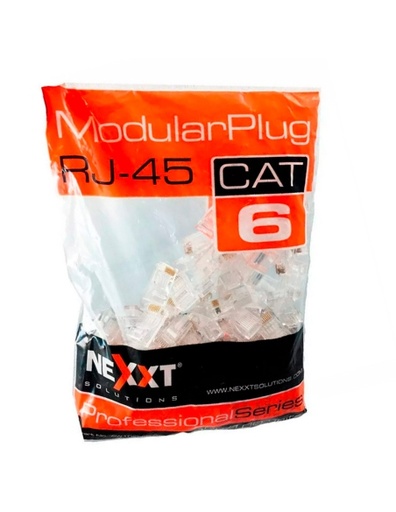 CONECTORES NEXXT RJ45 CATEGORIA 6/ FUNDA 100 UNIDADES