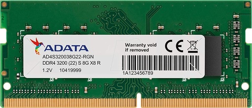 MEMORIA PARA LAPTOP ADATA 8GB DDR4 3200 MHZ PC4-25600 AD4S32008G22-SGN