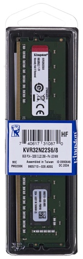 [KVR32N22S6/8] MEMORIA PARA PC KINGSTON  8GB DDR4 3200 MHZ KVR32N22S6/8 8GB PC4 1RX16 CL22 64-BIT