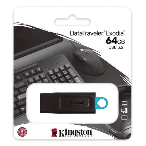 [DTX/64GB] PENDRIVE KINGSTON 64GB DATATRAVELER EXODIA DTX/64GB USB 3.2 BLACK/BLUE