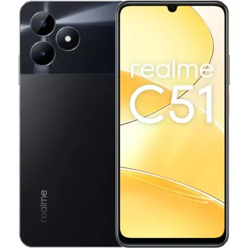 [C30s] CELULAR REALME C51 RMX3830 128GB MEMORIA/4 GB RAM/ PROCESADOR OC 1.82GHZ / CAM. FRONTAL 5MP / CAM. POST. 50MP+8MP /DUAL SIM/  NEGRO