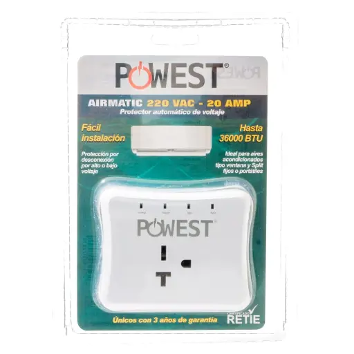[NEMA 6-15/20R] PROTECTOR DE VOLTAJE POWEST AIRMATIC 7252 220V/20A 4400W HASTA 36000BTU