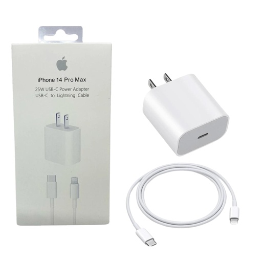 CARGADOR + CABLE IPHONE LIGHTNING A USB-C 25W SEMIORIGINAL