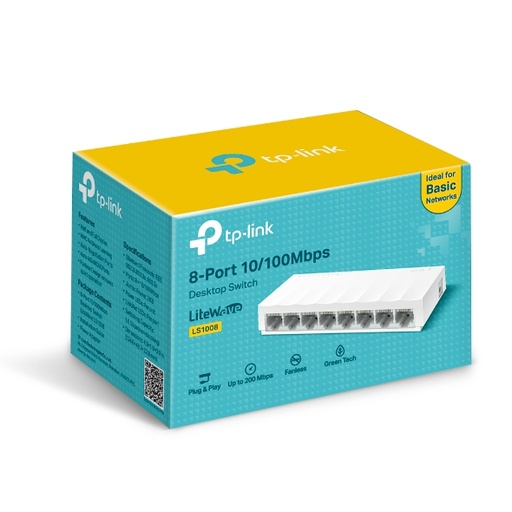 [LS1008] SWITCH TP-LINK LS1008 8 PUERTOS 10/100 MBPS /CARCASA PLASTICA/BLANCO