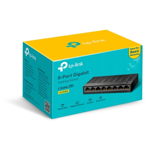 [LS1008G] SWITCH TP-LINK LS1008G 8 PUERTOS 10/100/1000 GIGABIT ETHERNET CARCASA PLASTICA/ NEGRO