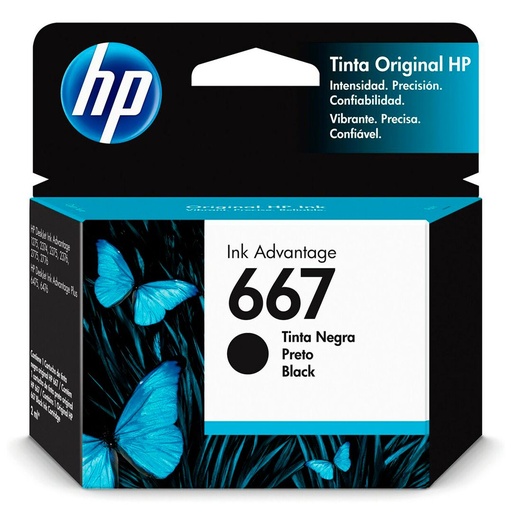 [3YM79AL] CARTUCHO HP 667 NEGRO PARA 1200-2300-2700-6400 SERIES