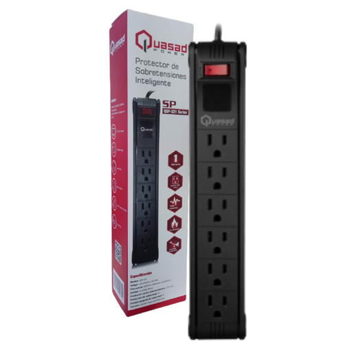 [QSP-221] PROTECTOR DE SOBRETENSIONES INTELIGENTE QUASAD QSP-221 6 NEMA 5-15R 110-240VCA 10A MAX