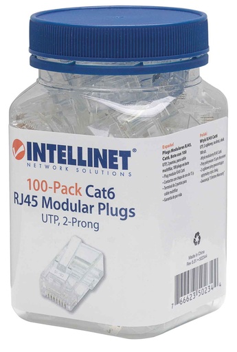 [502344] CONECTOR RJ45 CAT 6E INTELLINET SKU:502344 JARRO X 100U