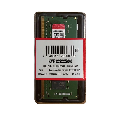 [KVR32S22S8/8] MEMORIA PARA LAPTOP KINGSTON 8GB DDR4 3200 CL22 KVR32S22S8/8