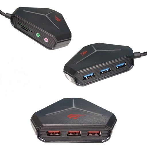 [HV-H95-BK] HUB HAVIT HV-H95-BK GAMENOTE MULTIPLE 3 USB 2.0 + 3 USB 3.0 + SD/TF + AUDIO 3.5
