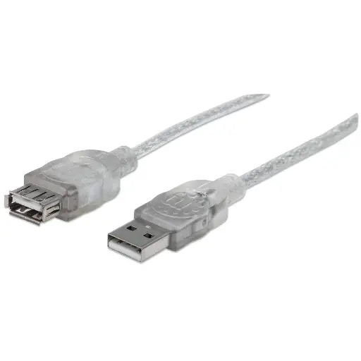 [340496] CABLE DE EXTENSION MANHATTAN USB 2.0 3M BLINDADO AM-AH TRANSLUCIDO 340496