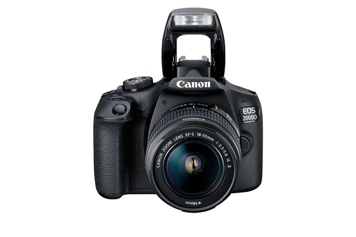 CAMARA FOTOGRAFICA SEMIPROFESIONAL CANON EOS 2000D 24.1 MP/EOS MOVIE/FILTROS/PANTALLA LCD/VISOR OPTICO 9PUNTOS/ WIFI/NFC
