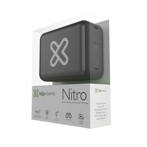 PARLANTE KLIP XTREME KBS-025GR NITRO 6W/20 HORAS DE REPRODUCION/ RESISTENTE AL AGUA Y CAIDAS/