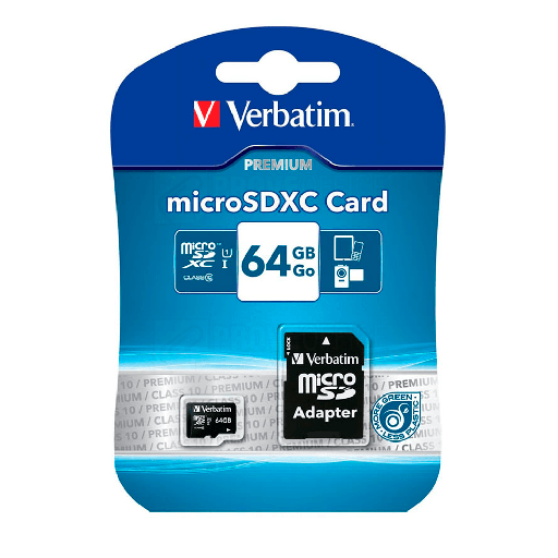MICRO SD VERBATIM 44084 64GB CLASE 10  ADAPTADOR SD