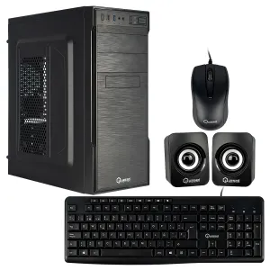 CASE QUASAD PLUS EC-3151 TECLADO+MOUSE+PARLANTE Y FUENTE Negro