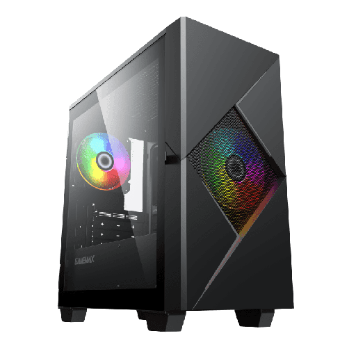 CASE GAMEMAX CYCLOPS MICRO ATX 2 VENTILADORES 120MM PUERTA LATERAL DE VIDRIO TEMPLADO NEGRO CON GRIS    