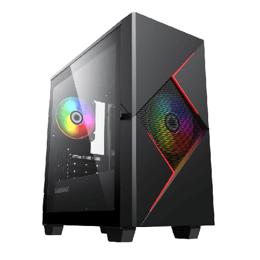 CASE GAMEMAX CYCLOPS MICRO ATX 2 VENTILADORES 120MM PUERTA LATERAL DE VIDRIO TEMPLADO NEGRO CON ROJO