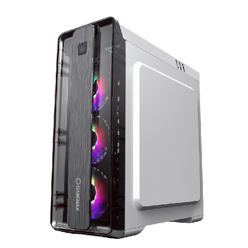 CASE GAMEMAX MOONLIG FRGB-WT ACRILICO LATERAL 3 VENTILADOR FRONTAL + 1 VENTILADOR TRASERO PLACAS ATX, Micro ATX y Mini-ITX