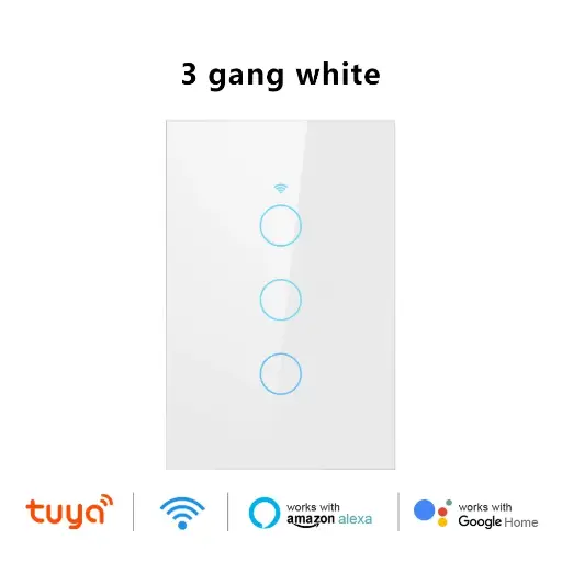 INTERRUPTOR DE LUZ TNCE TUYA 3 BOTON TACTIL SMART BLANCO (NEUTRO)