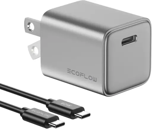 [S-TR-321A-1C20-US] CARGADOR + CABLE ECOFLOW 20W GAN S-TR-321A-1C20-US TIPO C A TIPO C 