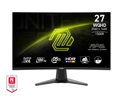 MONITOR MSI MAG 276CQ6F 27" CURVO 1500R 2560X1440 WQHD 180HZ 0.5ms HDR Ready 1 DisplayPort 1.4a 2 x HDMI™ 2.0b (FHD 240Hz)