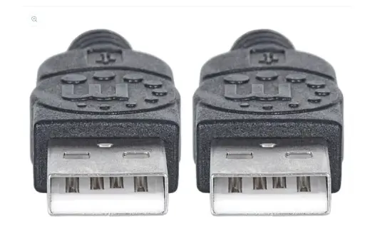 [353885] CABLE MANHATTAN USB-A 2.0 MACHO A MACHO 0.5MT BLINDADO NEGRO