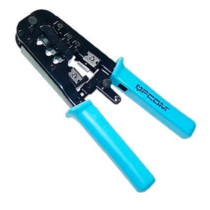 PONCHADORA QPCOM QP-468  TRES CABEZAS PARA PRENSAR CONECTORES 8P8C/RJ45, 6P6C/RJ12, 6P4C/RJ11, 6P2C-4P4C, 4P2C CORTA, PONCHA Y PELA.