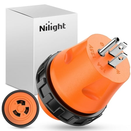 ADAPTADOR DE CORRIENTE NILIGHT RV DE 15 AMPERIOS A 30 AMPERIOS conector de bloqueo giratorio de 110 voltios, conector NEMA 5-15P a L5-30R, enchufe macho de 15 A a receptáculo hembra de 30 A para